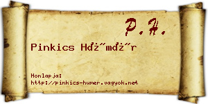Pinkics Hümér névjegykártya