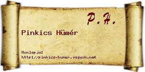 Pinkics Hümér névjegykártya